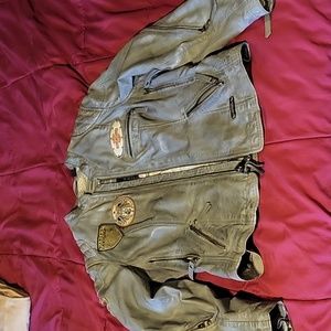 Sheepskin Leather Harley Bomber Jacket.